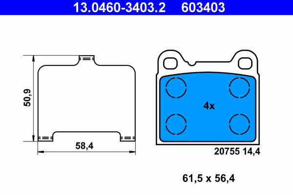 Brake Pad Set, disc brake (Rear axle)  Art. 13046034032