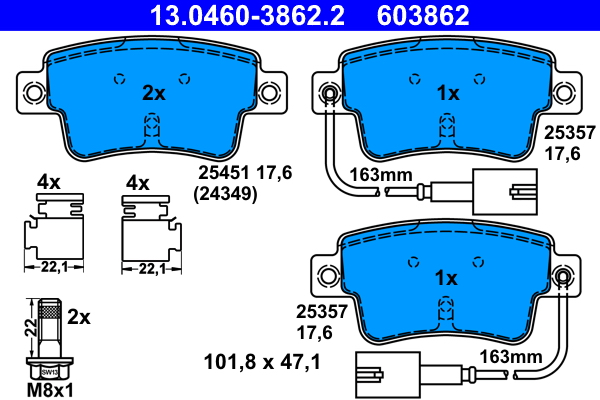 Brake Pad Set, disc brake (Rear axle)  Art. 13046038622