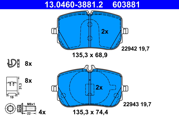 Brake Pad Set, disc brake  Art. 13046038812