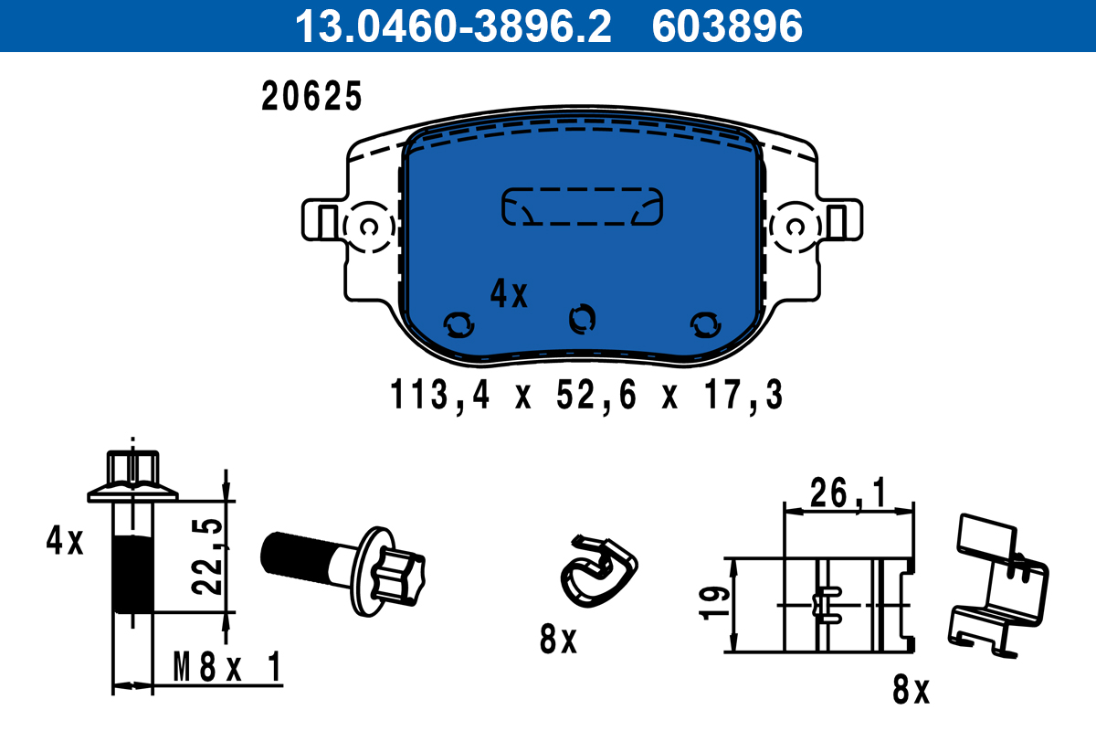 Brake Pad Set, disc brake  Art. 13046038962