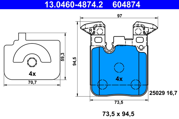 Brake Pad Set, disc brake (Rear axle)  Art. 13046048742