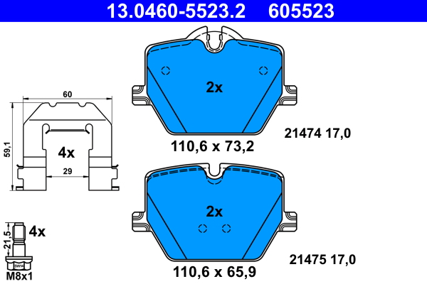 Brake Pad Set, disc brake (Double cloth)  Art. 13046055232