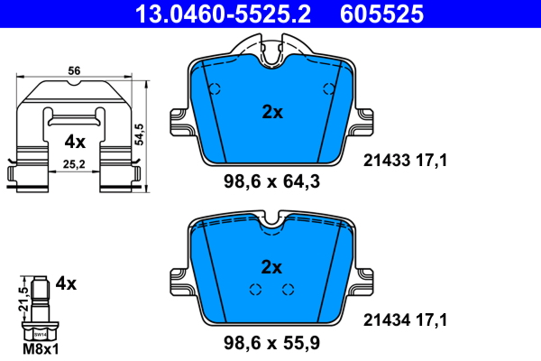 Brake Pad Set, disc brake  Art. 13046055252