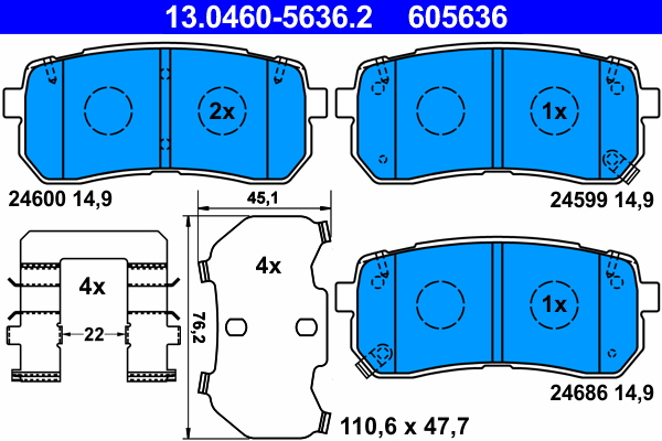 Brake Pad Set, disc brake (Rear axle)  Art. 13046056362