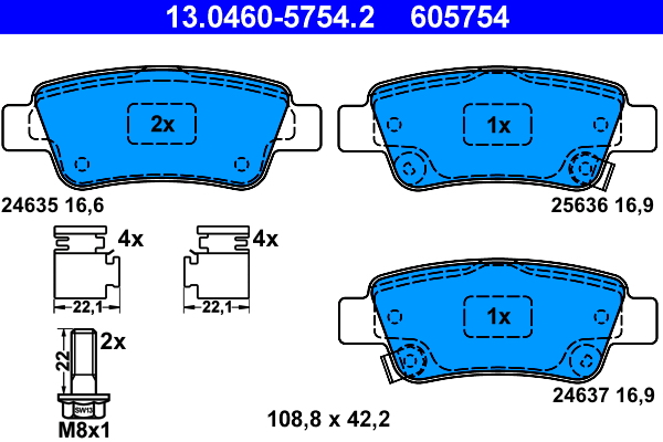 Brake Pad Set, disc brake (Rear axle)  Art. 13046057542