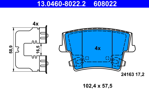 Brake Pad Set, disc brake  Art. 13046080222