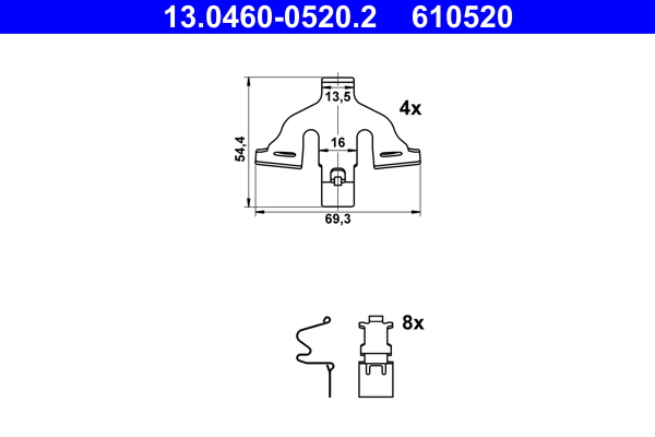 Accessory Kit, disc brake pad (Front axle)  Art. 13046005202