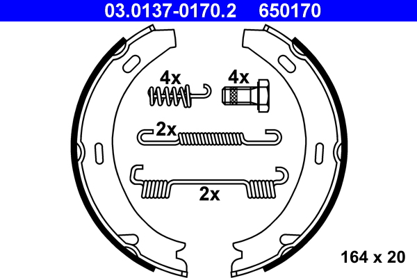 Brake Shoe Set, parking brake  Art. 03013701702