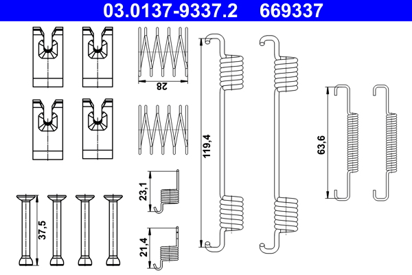 Accessory Kit, parking brake shoes (LUCAS/TRW)  Art. 03013793372