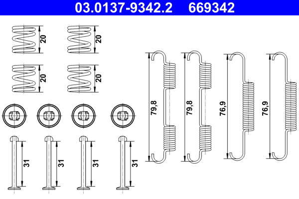 Accessory Kit, parking brake shoes (X0207)  Art. 03013793422