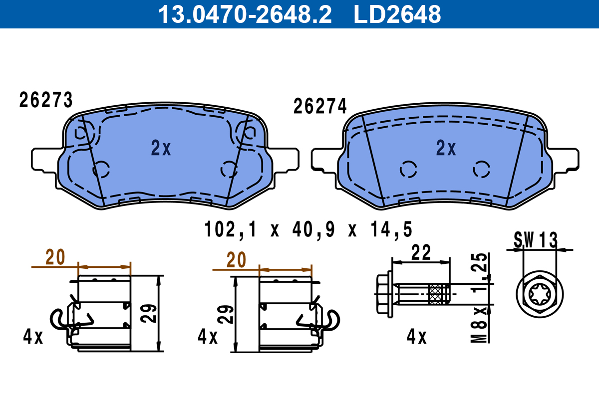 Brake Pad Set, disc brake  Art. 13047026482