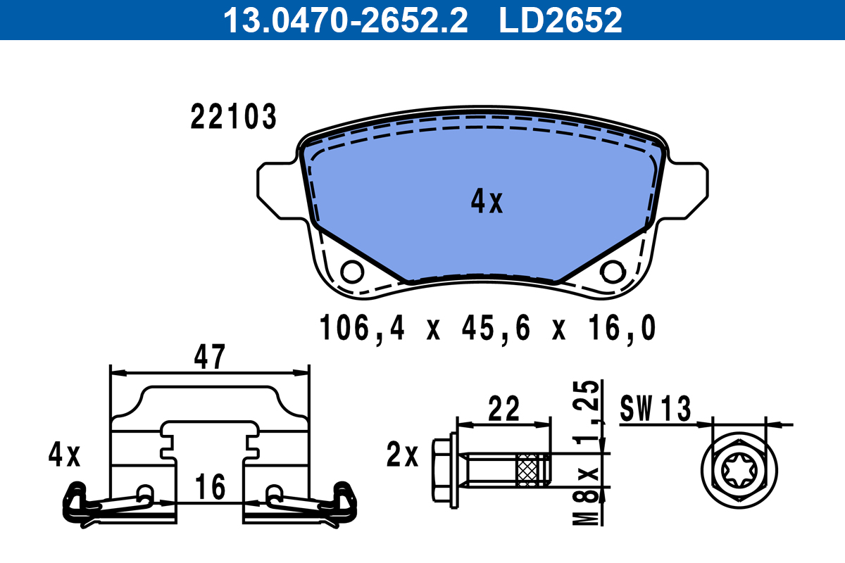 Brake Pad Set, disc brake  Art. 13047026522