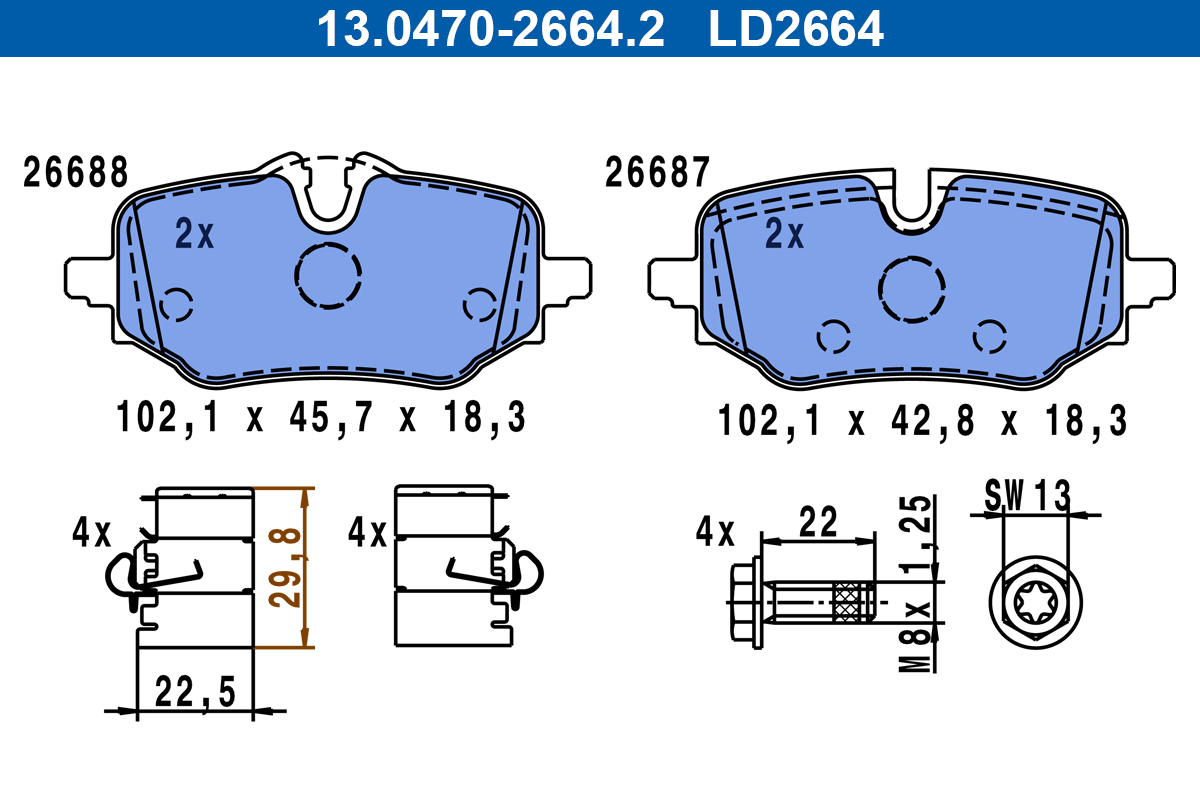 Brake Pad Set, disc brake  Art. 13047026642