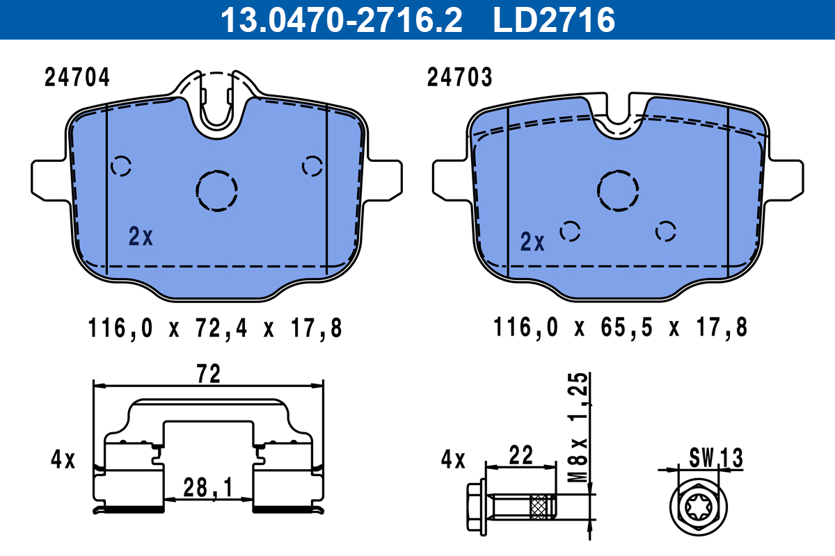 Brake Pad Set, disc brake (Rear axle)  Art. 13047027162