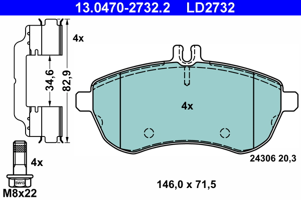 Brake Pad Set, disc brake (Front axle)  Art. 13047027322