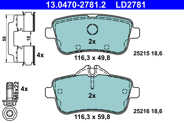 Brake Pad Set, disc brake (Rear axle)  Art. 13047027812