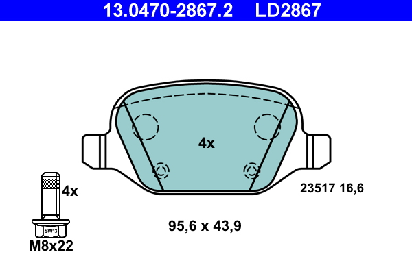 Brake Pad Set, disc brake (Rear axle)  Art. 13047028672