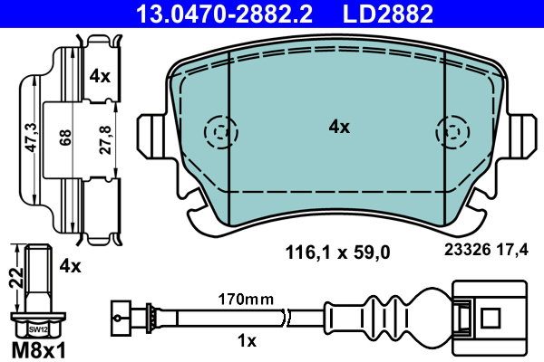 Brake Pad Set, disc brake (Rear axle)  Art. 13047028822