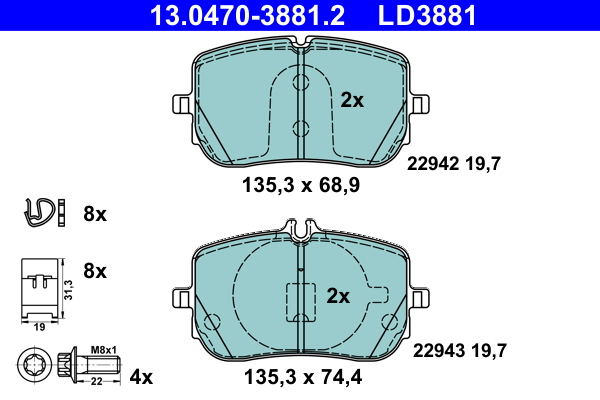 Brake Pad Set, disc brake  Art. 13047038812