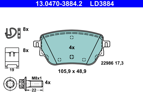 Brake Pad Set, disc brake (Rear axle)  Art. 13047038842