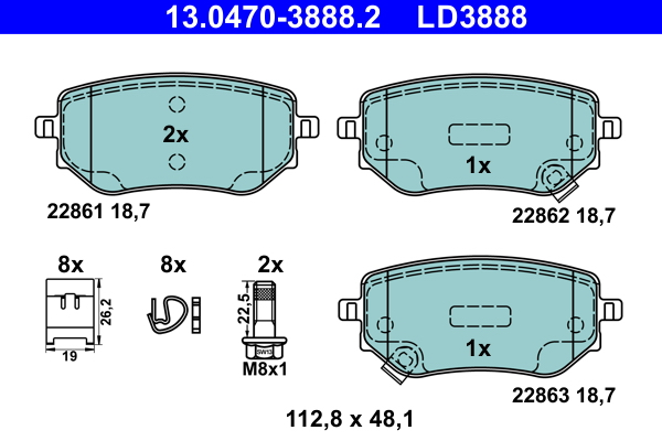 Brake Pad Set, disc brake  Art. 13047038882