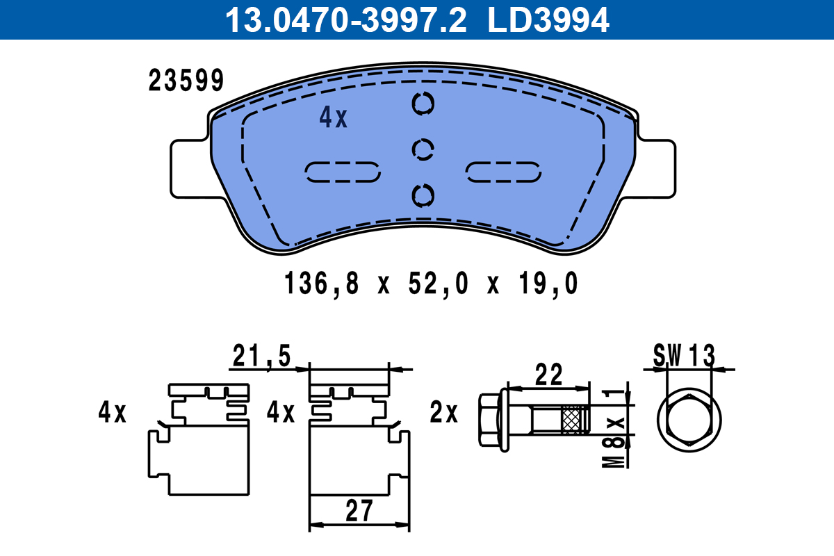 Brake Pad Set, disc brake (Rear axle)  Art. 13047039942