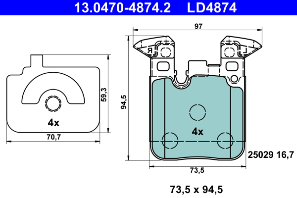 Brake Pad Set, disc brake (Disc brake)  Art. 13047048742