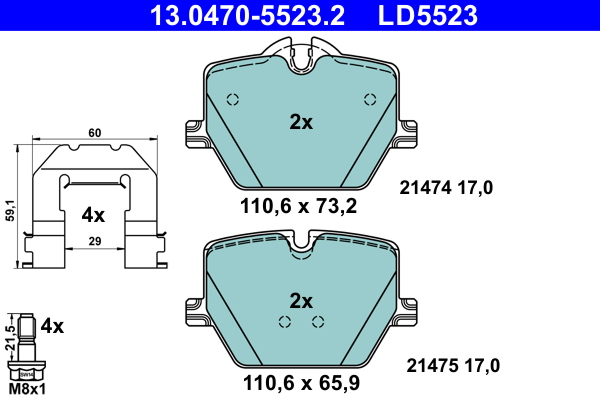 Brake Pad Set, disc brake (Double cloth)  Art. 13047055232