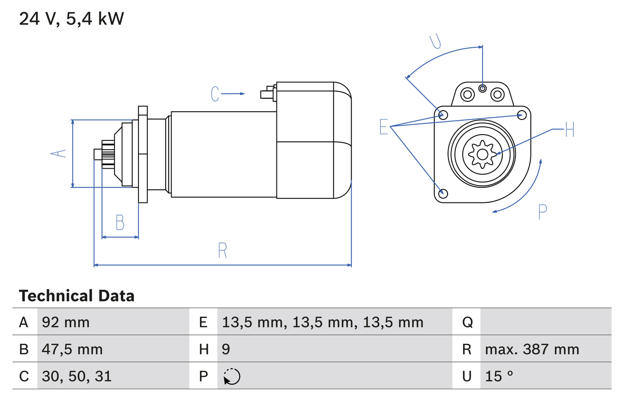 Starter motor  Art. 0986011570