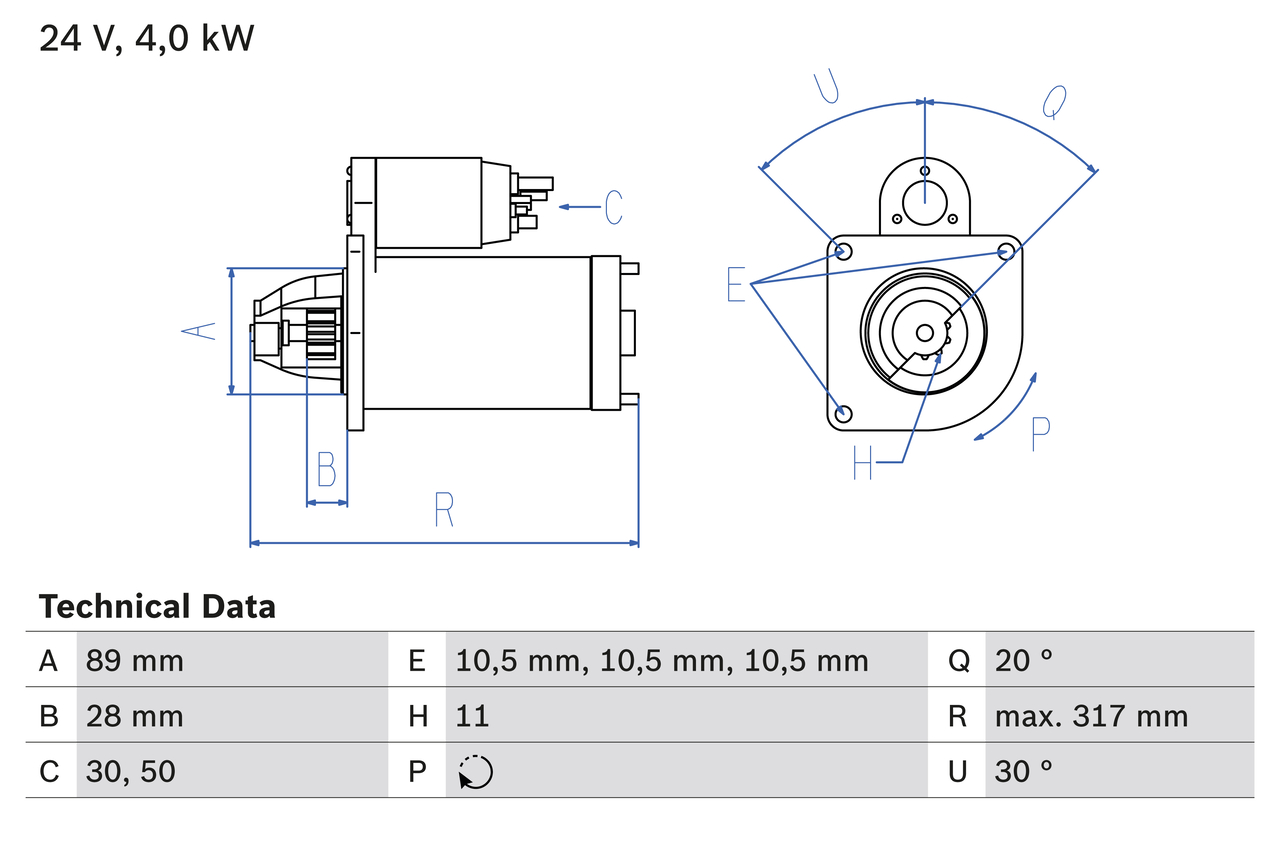 Starter motor  Art. 0986018990