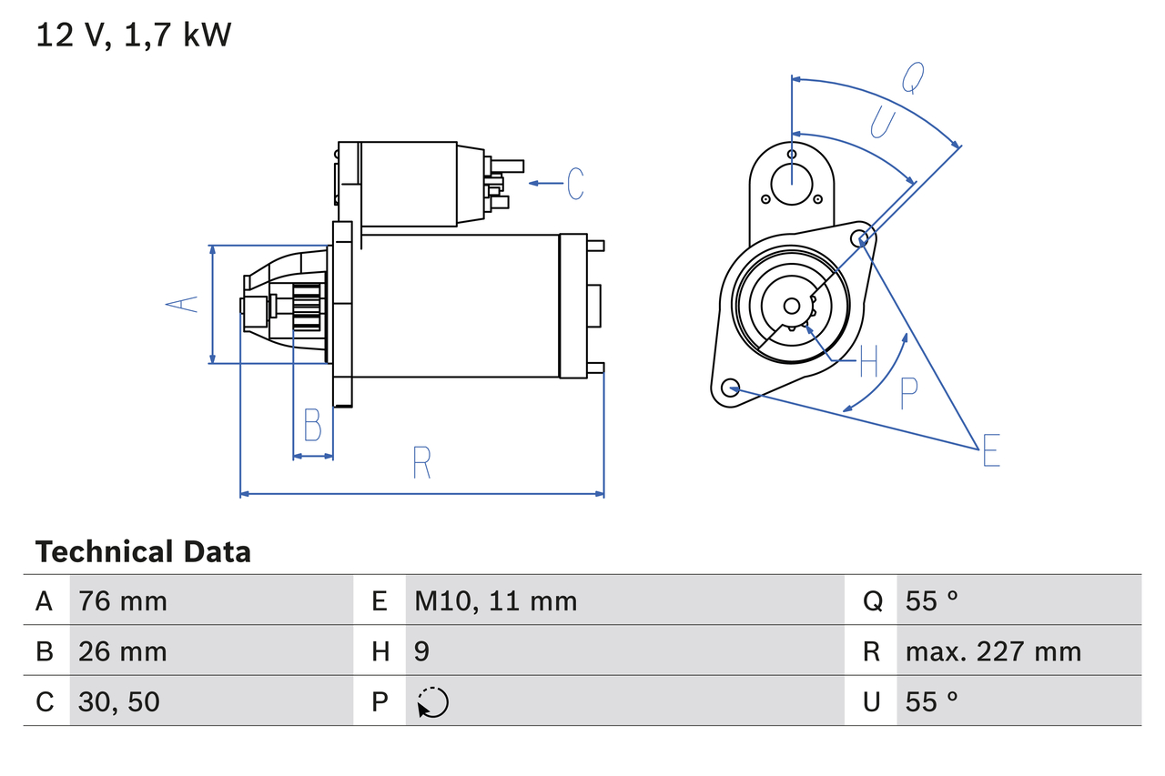 Starter motor  Art. 0986022010