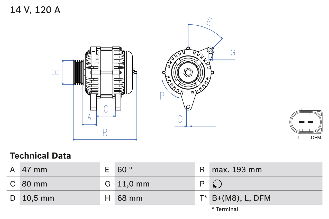 Alternator  Art. 0986042820