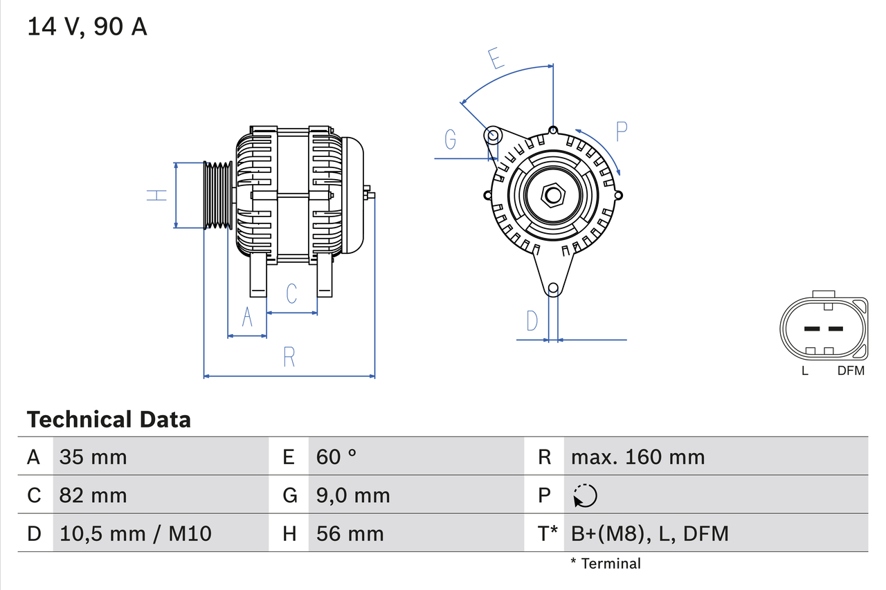 Alternator  Art. 0986044300