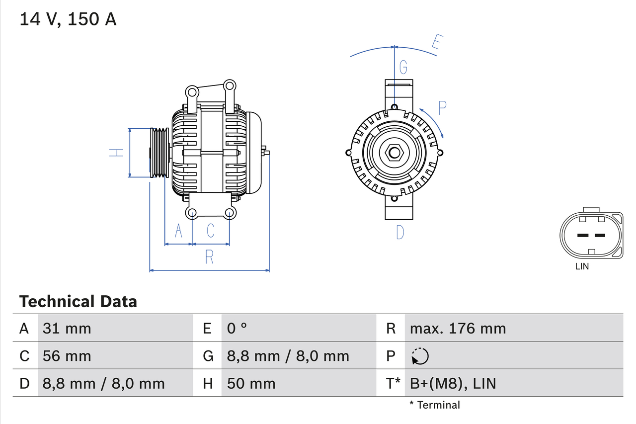 Alternator  Art. 0986047150