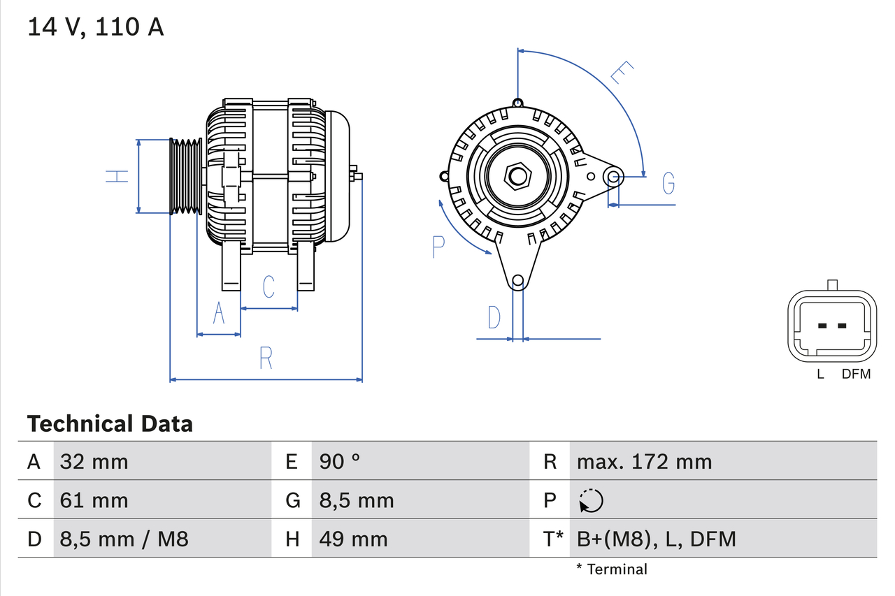 Alternator  Art. 0986080330