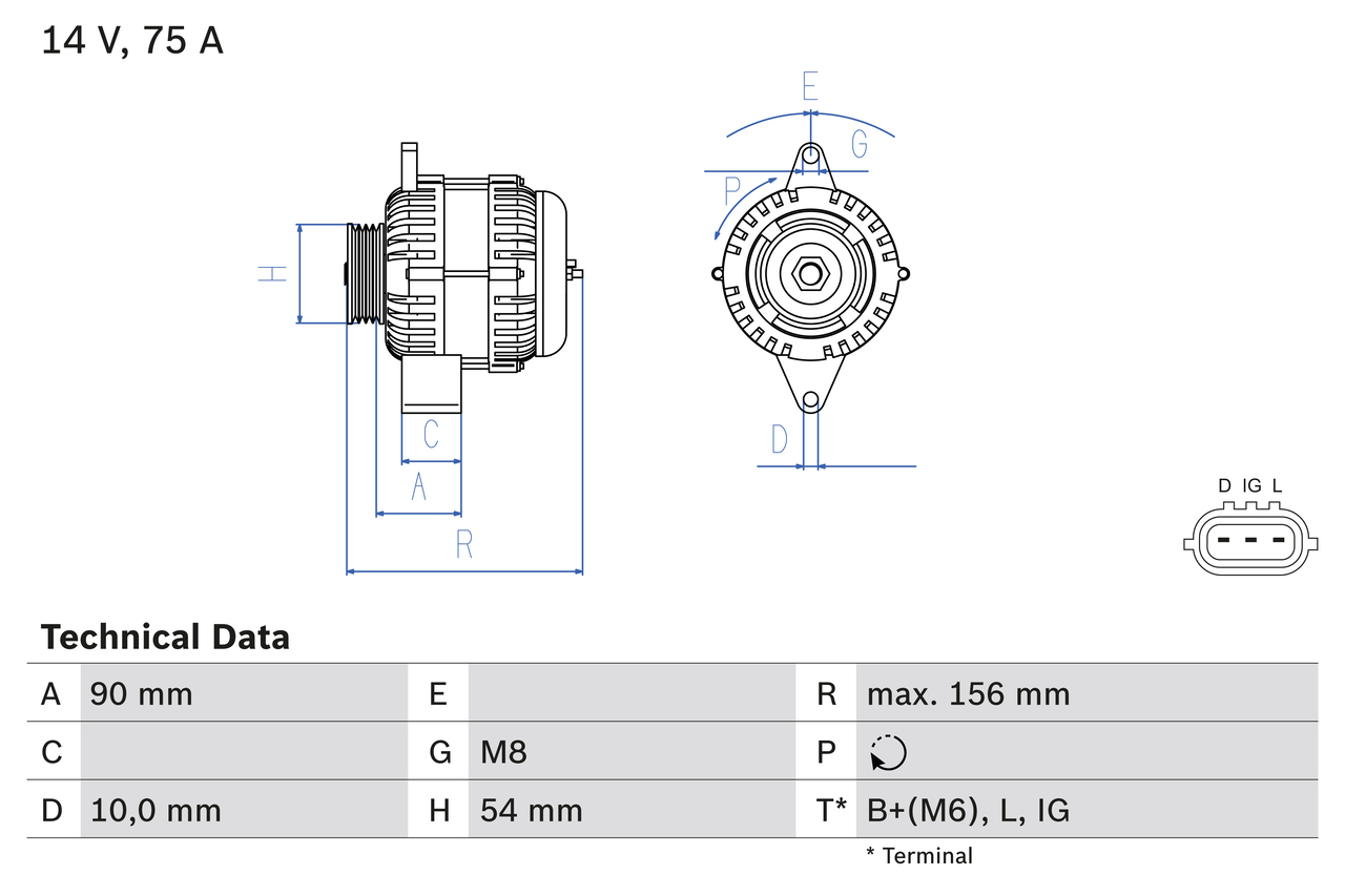 Alternator  Art. 0986081950