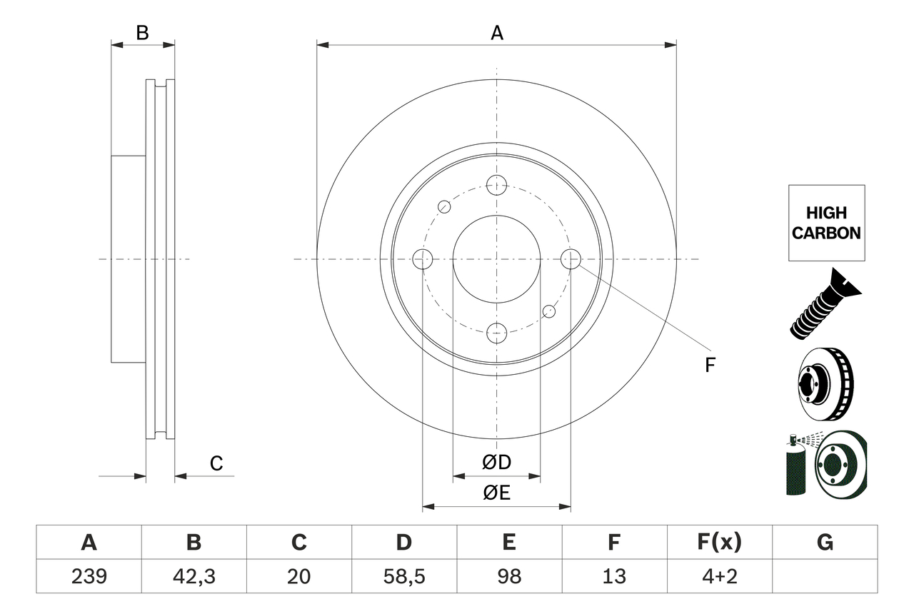 Brake Disc (Front axle)  Art. 0986479E34