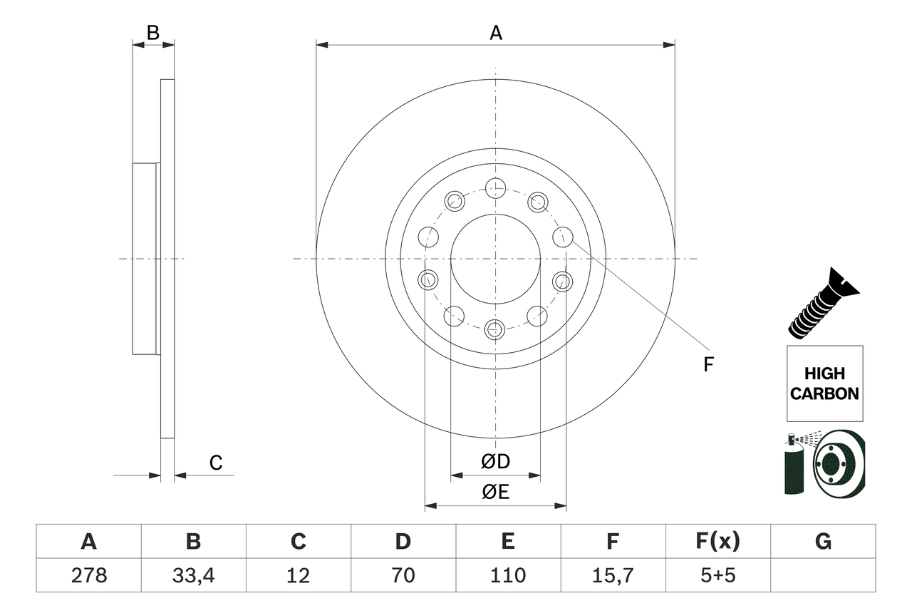 Brake Disc (Front axle, left)  Art. 0986479H24