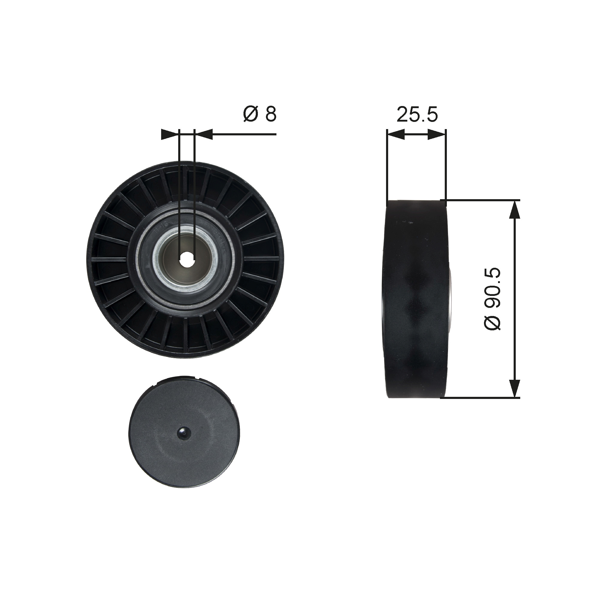 Deflection/Guide Pulley, V-ribbed belt  Art. T36005