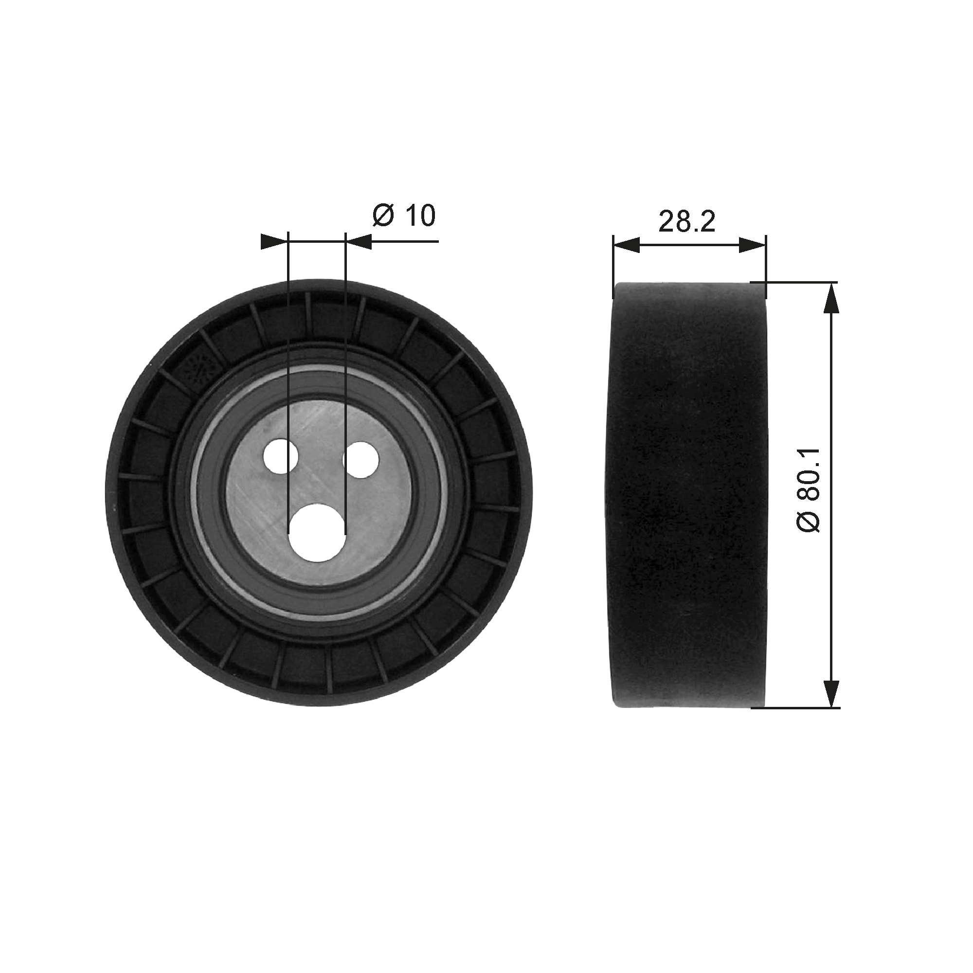 Deflection/Guide Pulley, V-ribbed belt  Art. T36016