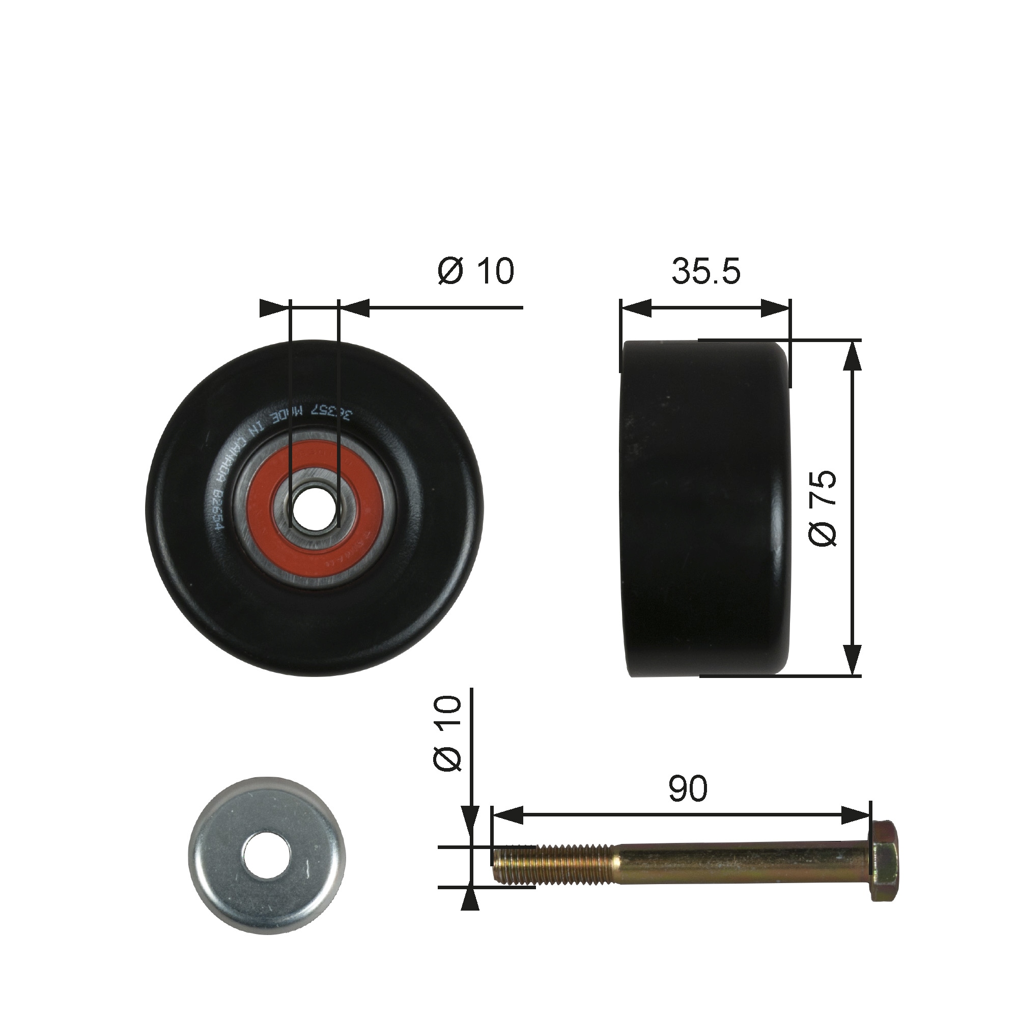 Deflection/Guide Pulley, V-ribbed belt (7803-24575)  Art. T36357