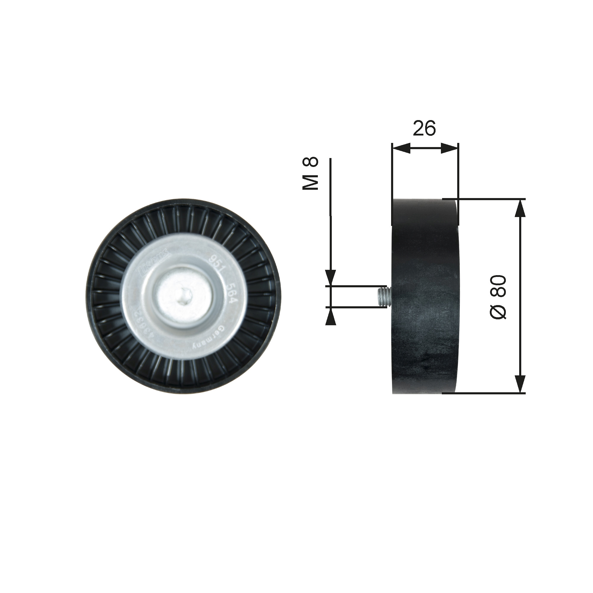 Deflection/Guide Pulley, V-ribbed belt (7803-21467)  Art. T36367