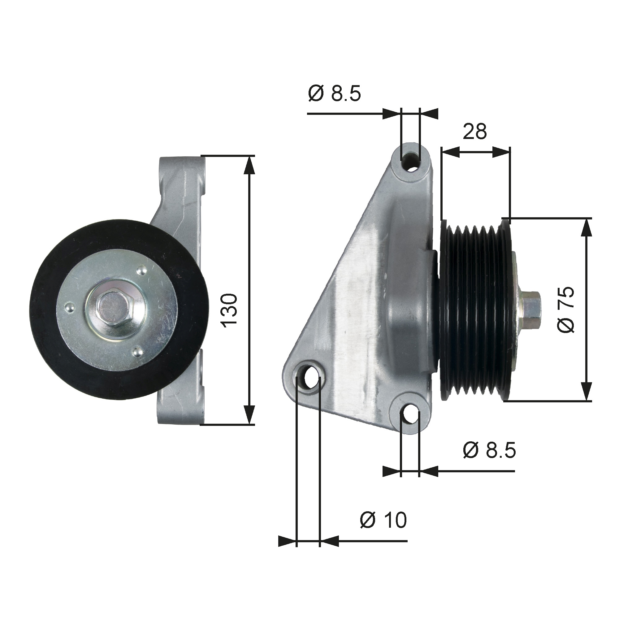 Deflection/Guide Pulley, V-ribbed belt (Front axle, right)  Art. T36422