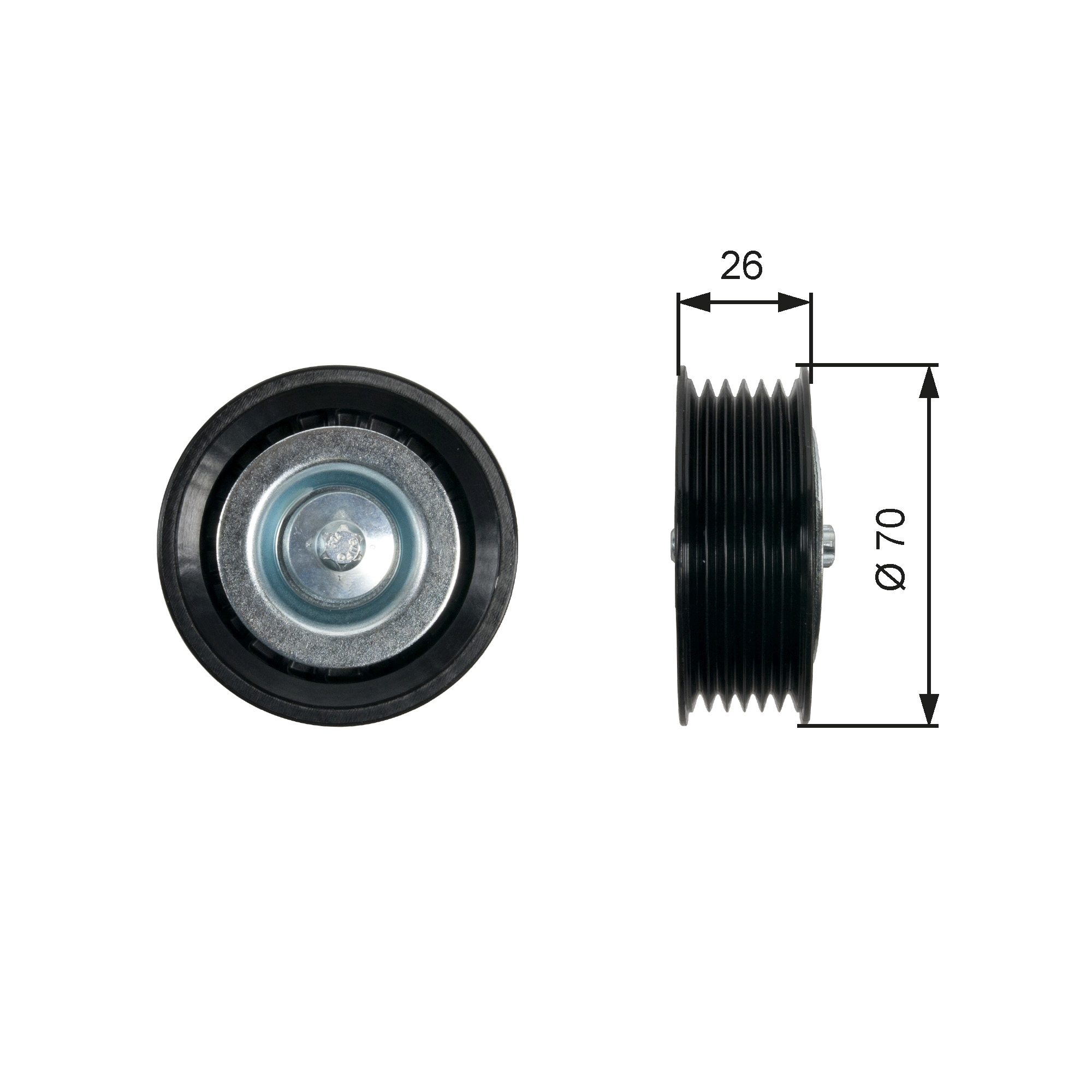 Deflection/Guide Pulley, V-ribbed belt (Pulley side)  Art. T36469