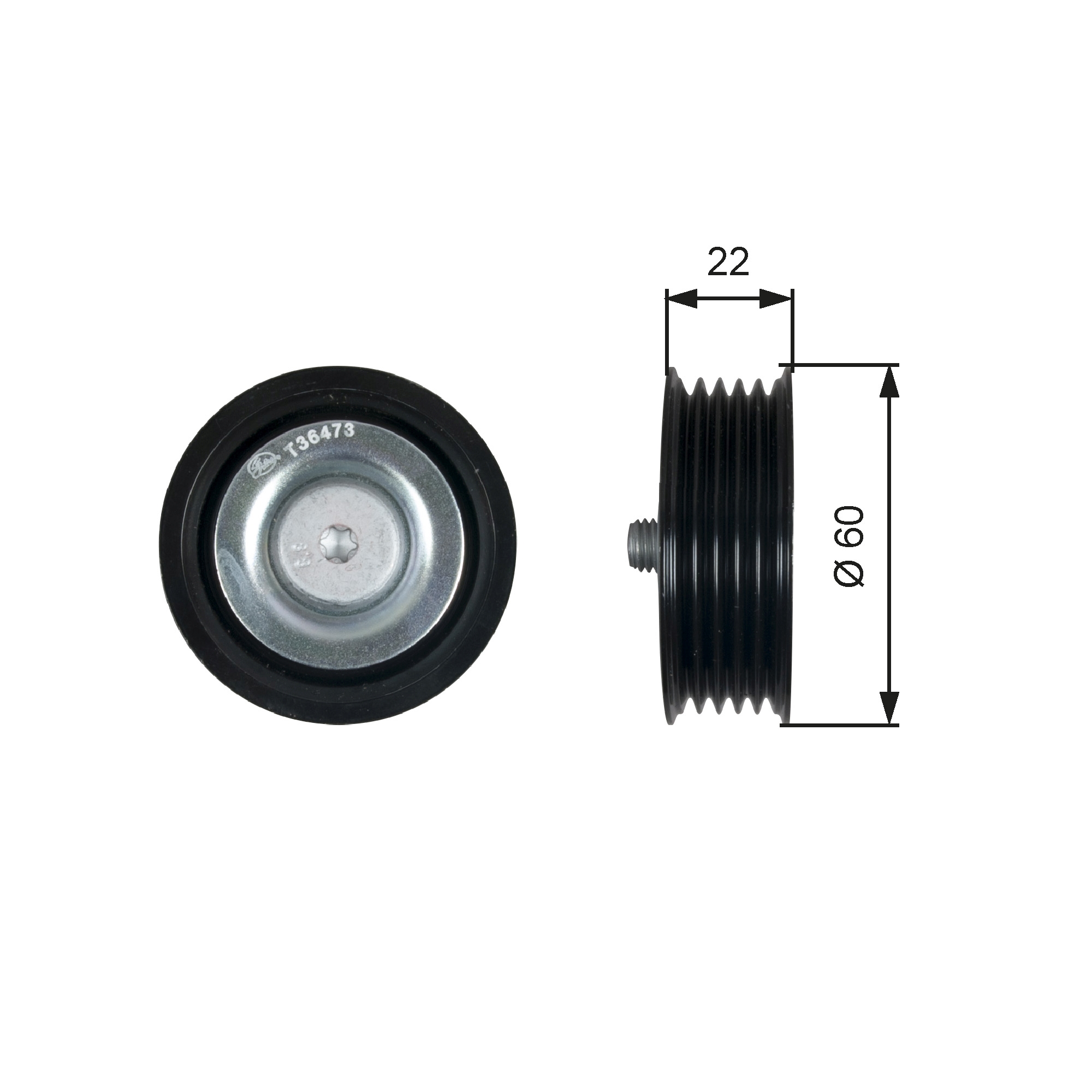 Deflection/Guide Pulley, V-ribbed belt  Art. T36473