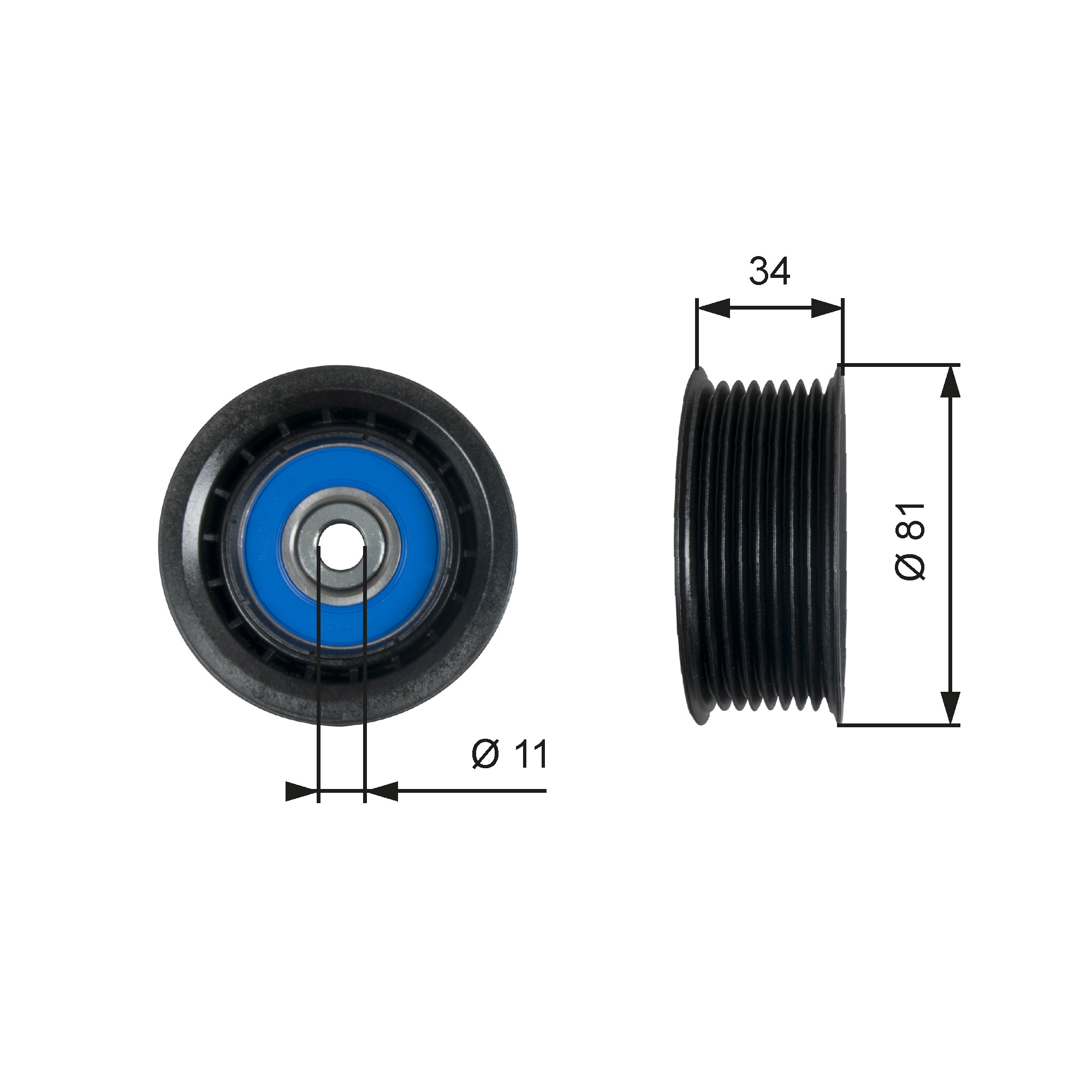 Guide roller, Multi-groove belt (80)  Art. T36517