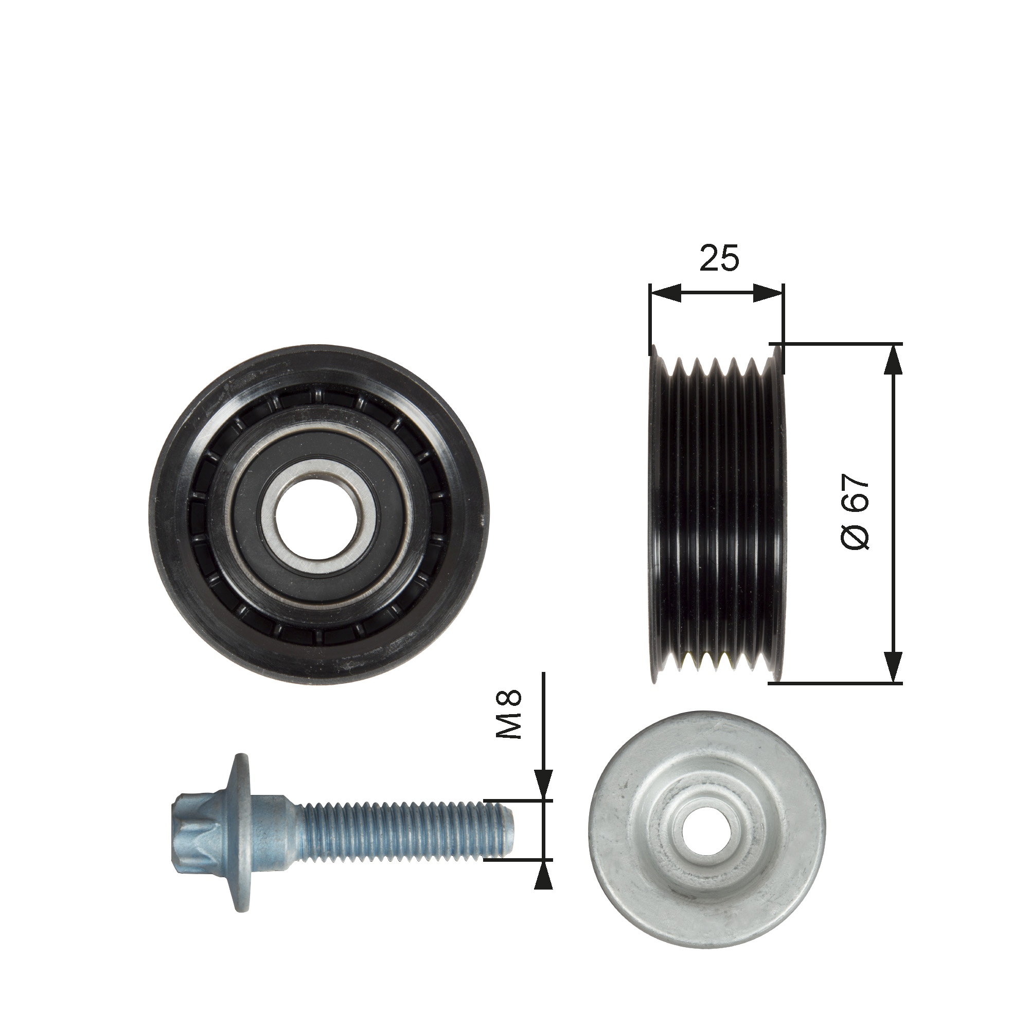 Deflection/Guide Pulley, V-ribbed belt  Art. T36619