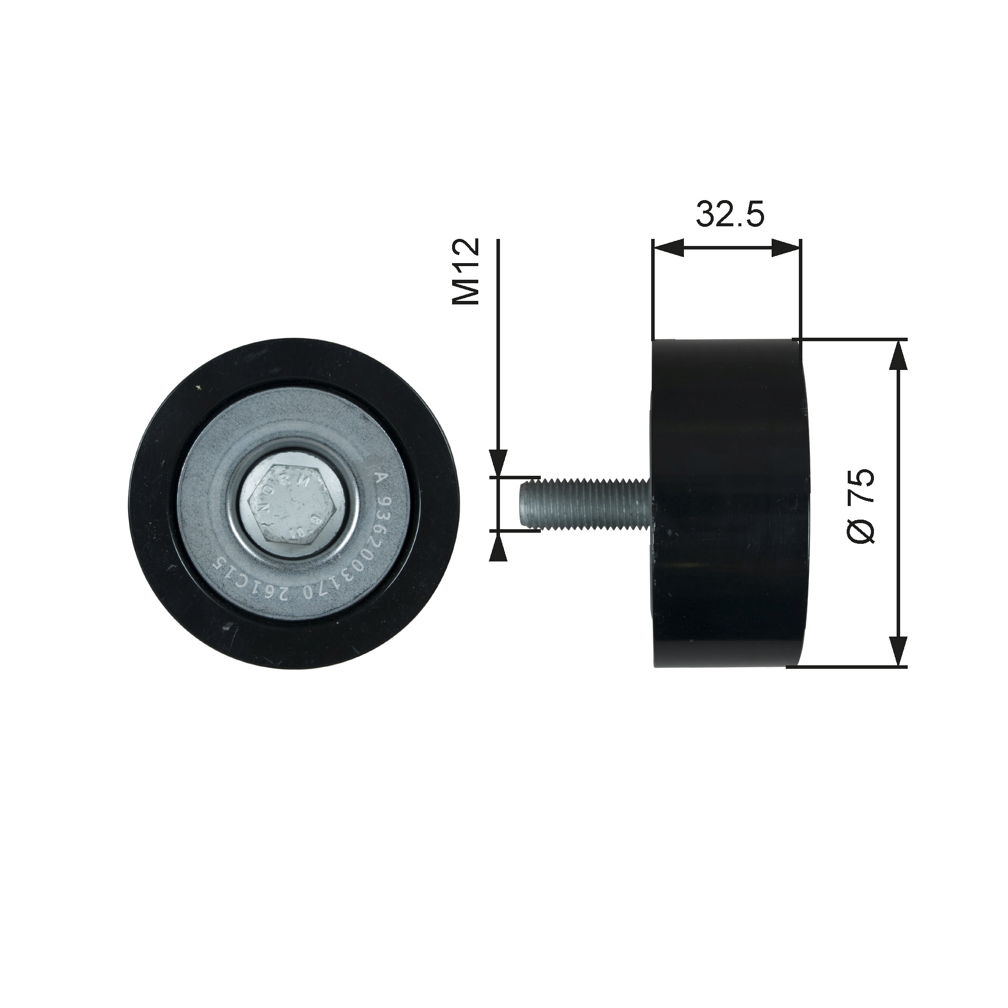 Ohjainrulla, moniurahihna (Front axle, right)  Art. T36741