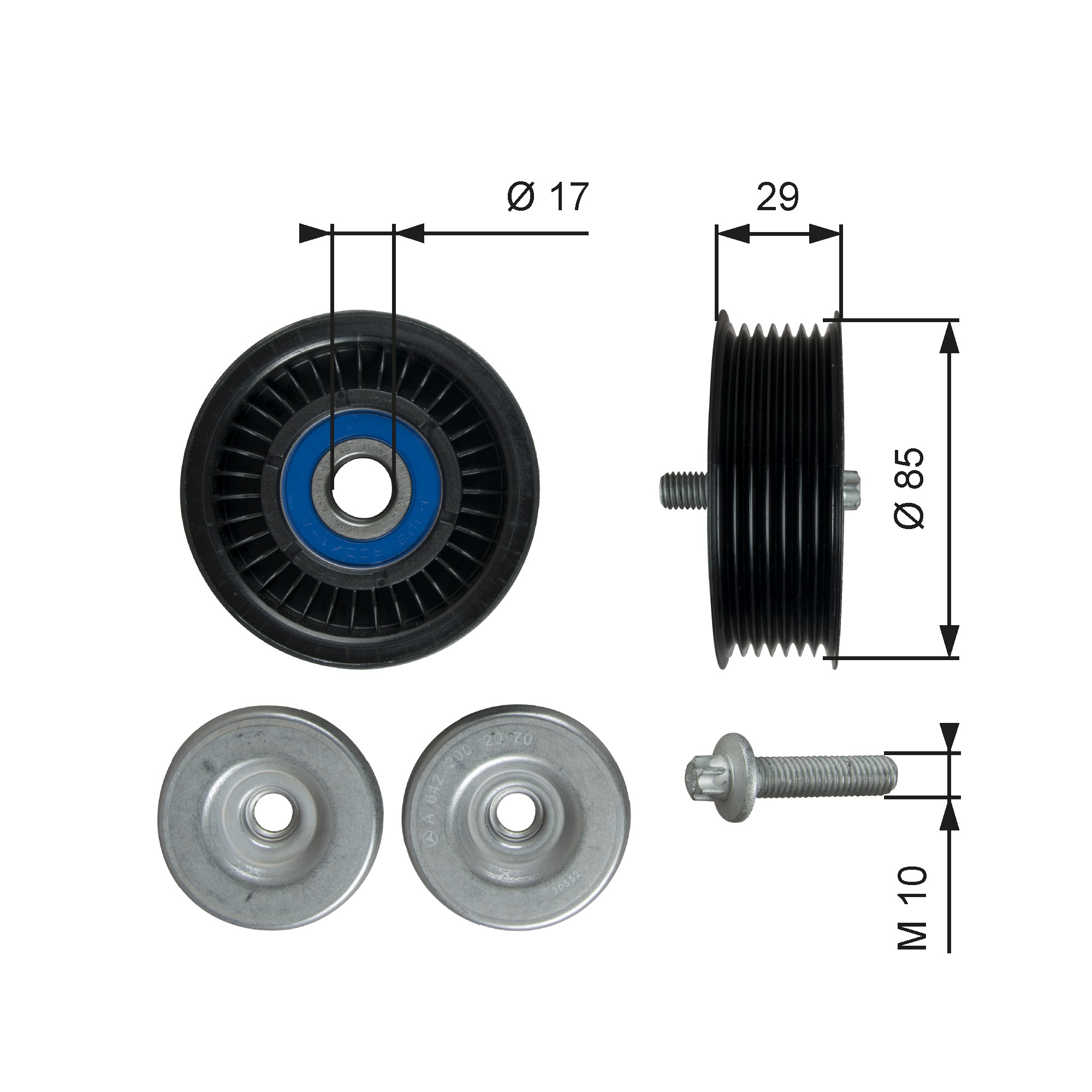 Deflection/Guide Pulley, V-ribbed belt (26)  Art. T36765