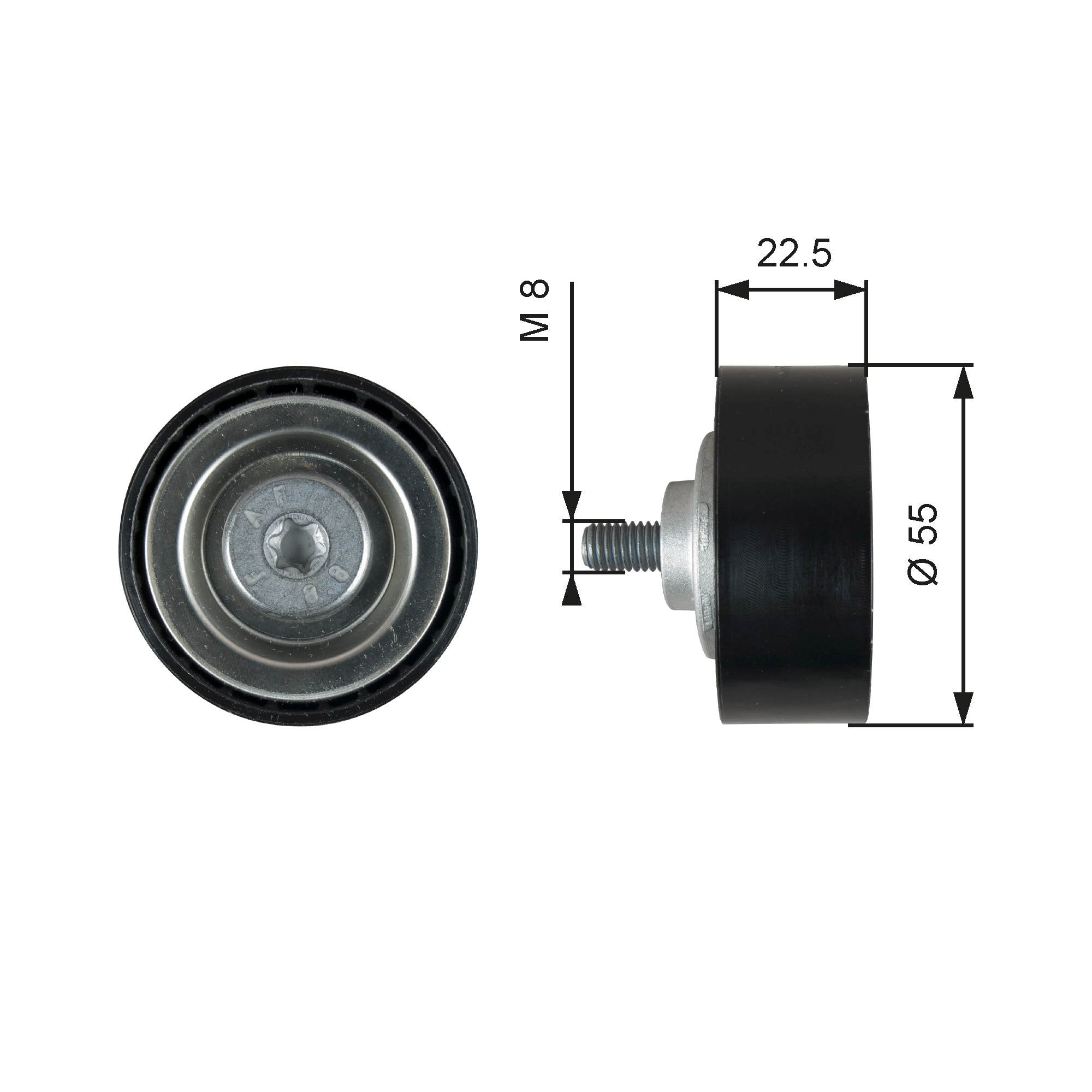 Deflection/Guide Pulley, V-ribbed belt (Pulley side)  Art. T36767